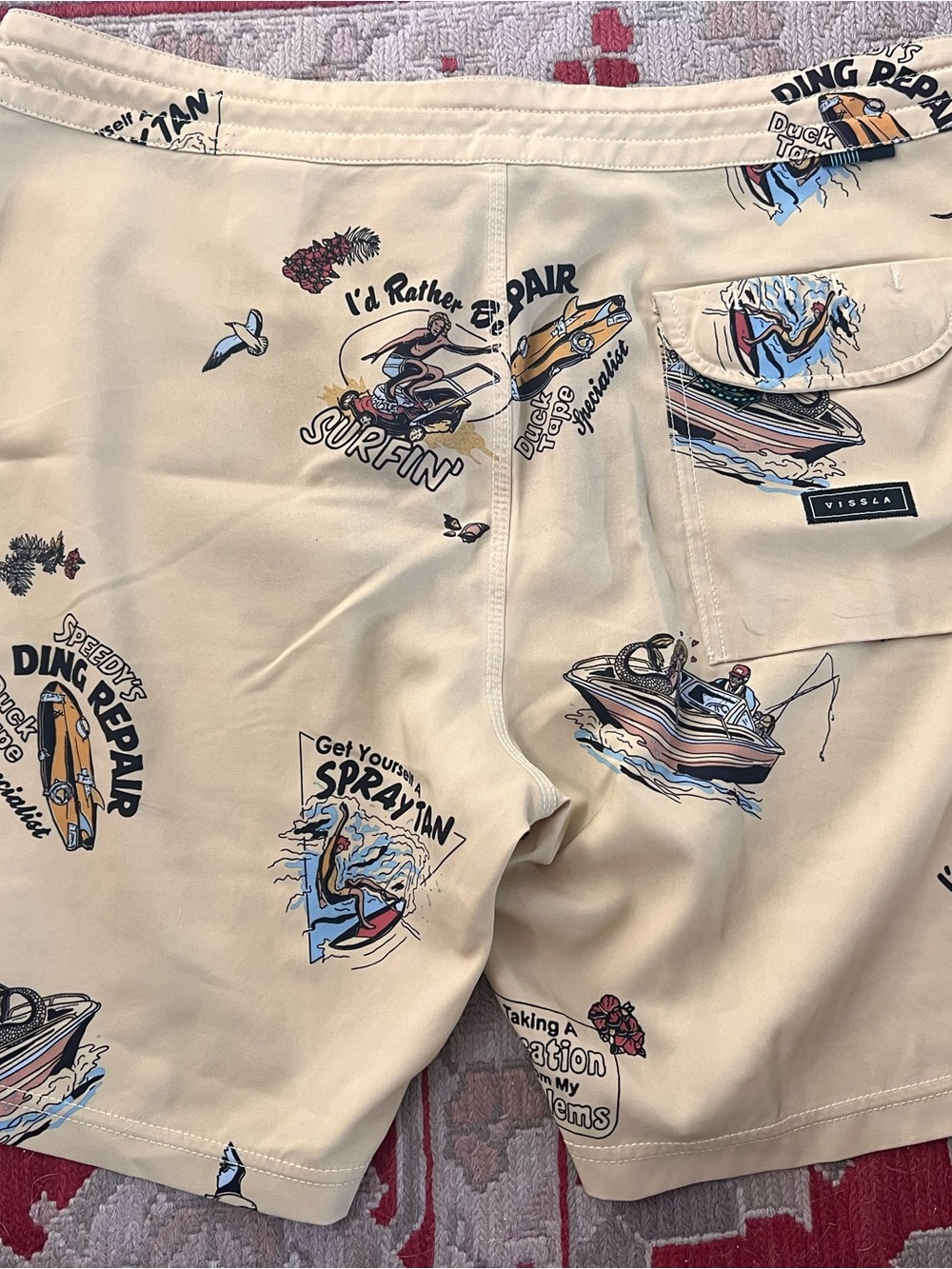 Vissla Cream Printed Men's Swim Board Shorts - Picture 2 of 3